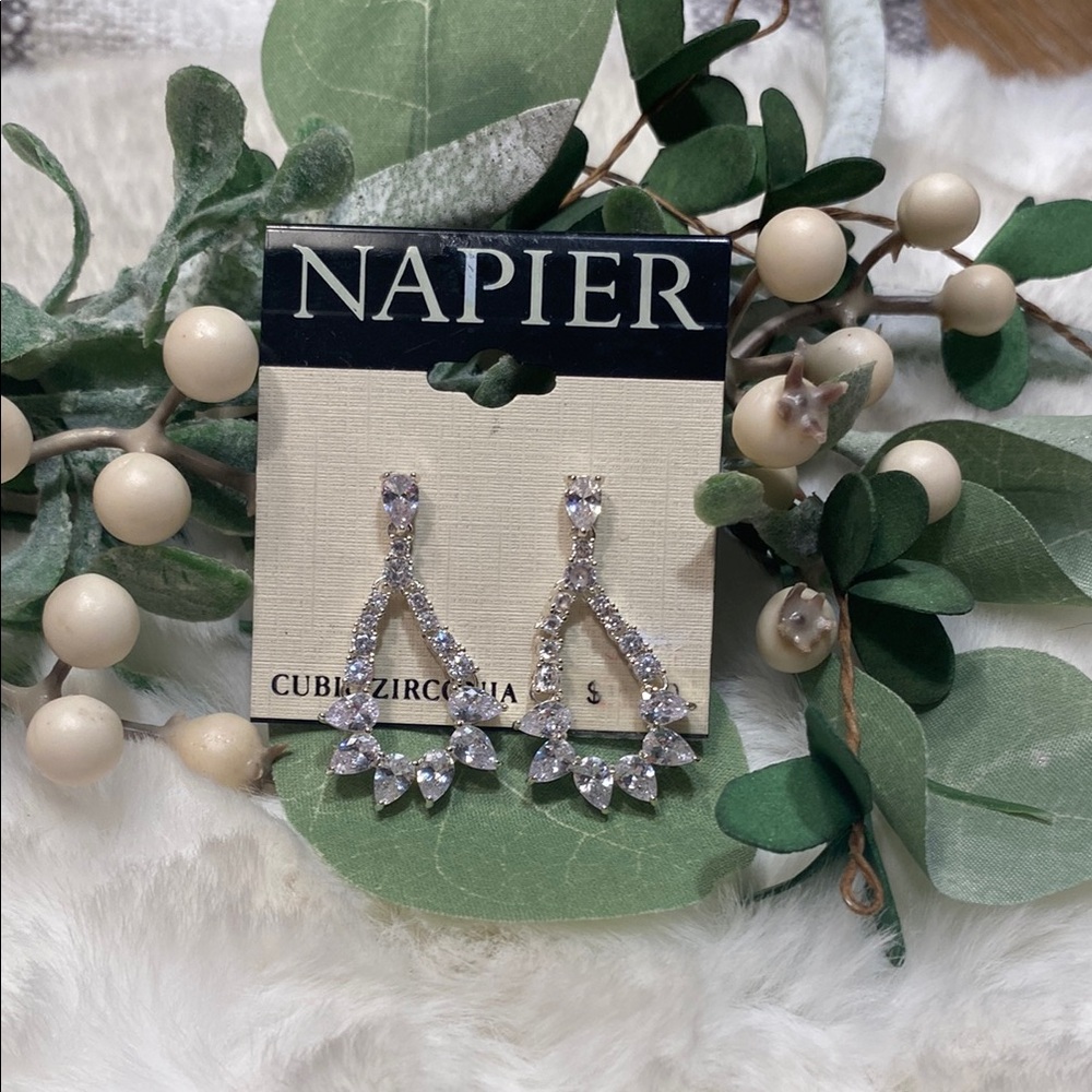 6/$20 Napier Silver Cubic Zirconia Earrings